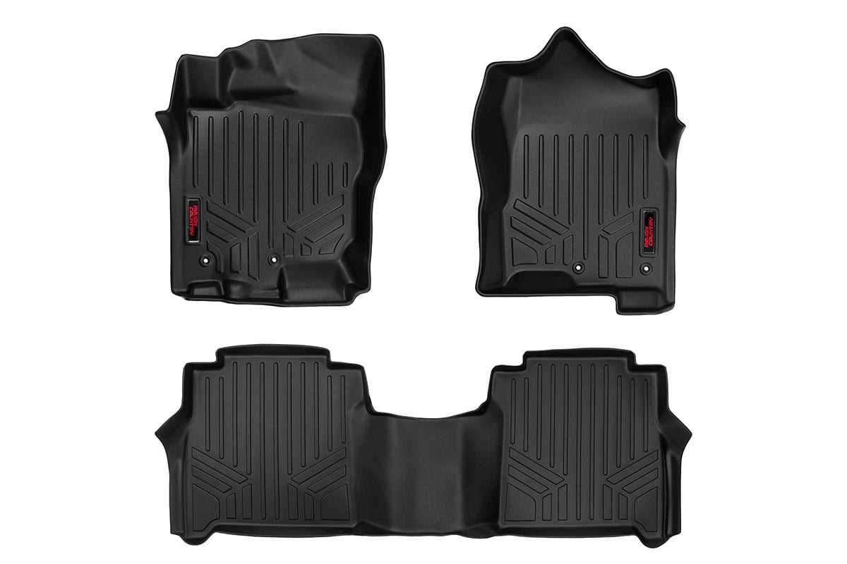 Nissan Titan Floor Mats - Front + Rear - Rough Country - Floor Armor - '17-'23